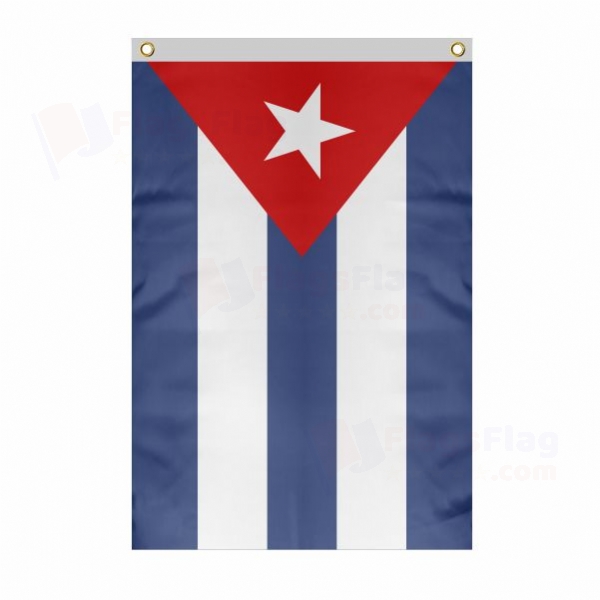 Cuba Large Size Flag Hanging on Building