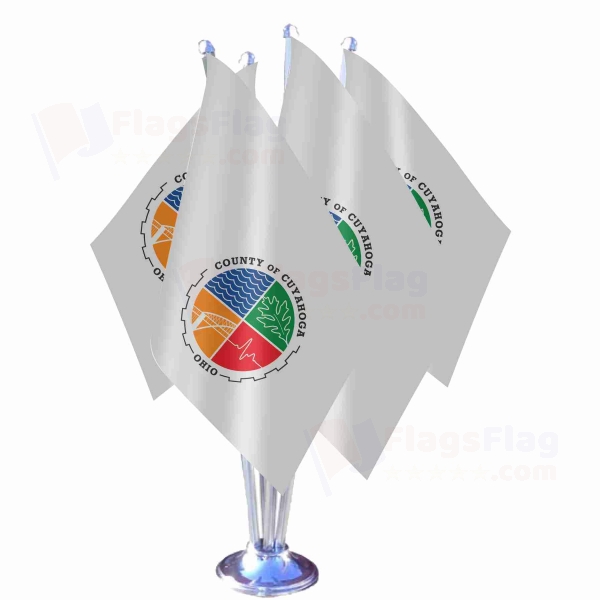 Cuyahoga County Ohio Quadruple Table Flag