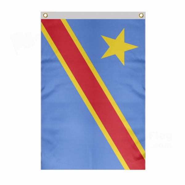 Democratic Republic Of The Congo Large Size Flag Hanging on Building