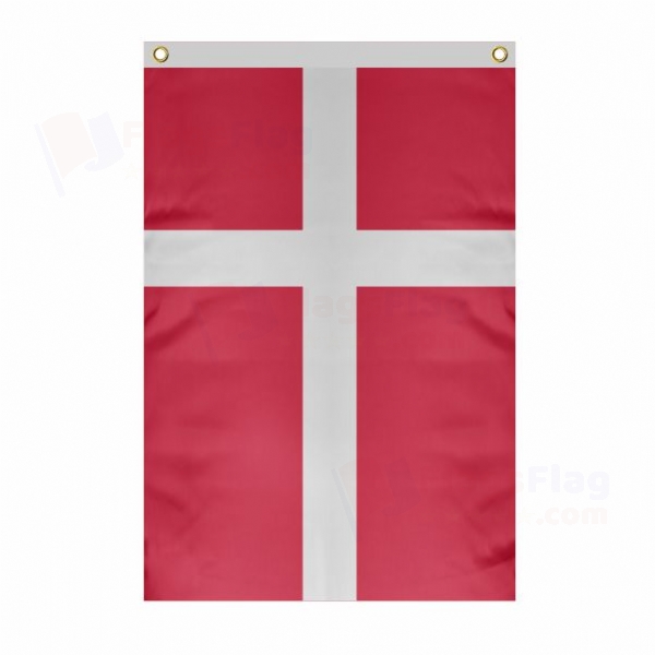 Denmark Large Size Flag Hanging on Building