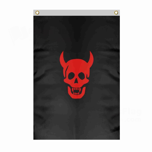 Devil Head Large Size Flag Hanging on Building