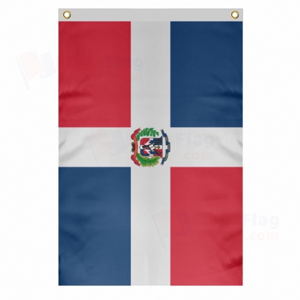 Dominican Republic Large Size Flag Hanging on Building