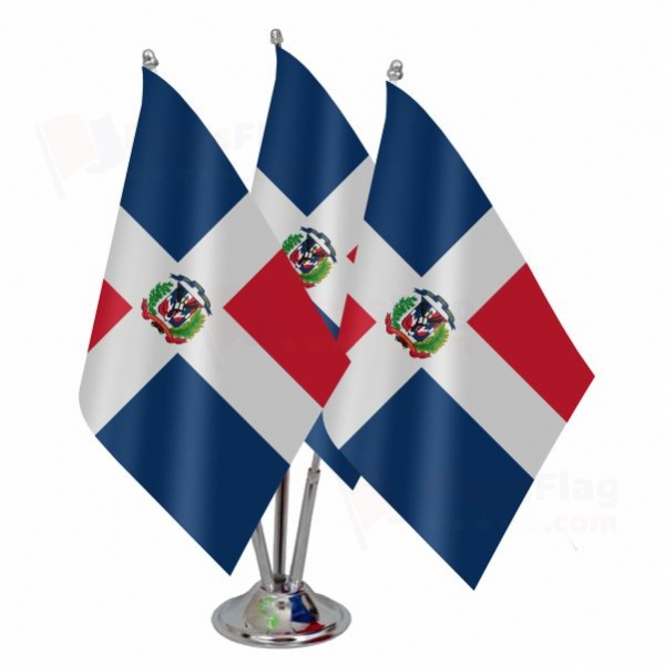 Dominican Republic Triple Table Flag