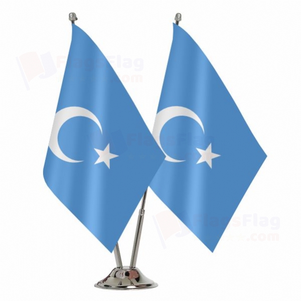 East Turkestan 2 Table Flags