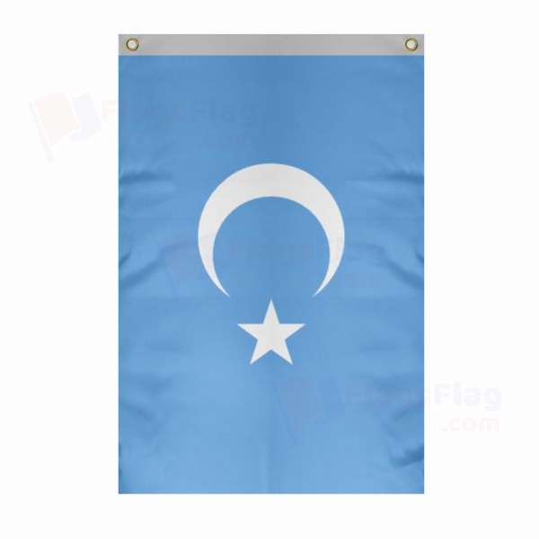 East Turkestan Large Size Flag Hanging on Building