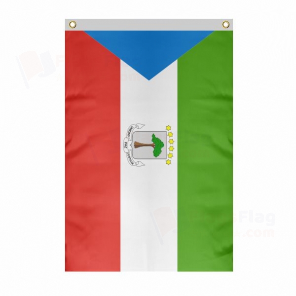 Equatorial Guinea Large Size Flag Hanging on Building