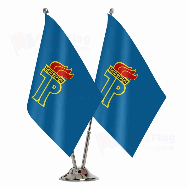 Ernst Thalmann Pioneer Organisation 2 Table Flags