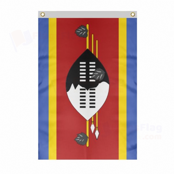 Eswatini Large Size Flag Hanging on Building
