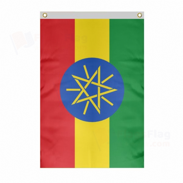 Ethiopia Large Size Flag Hanging on Building