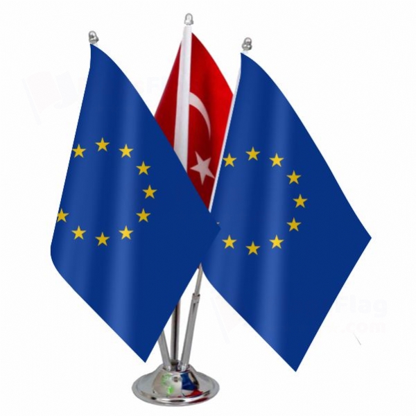 European Union Triple Table Flag