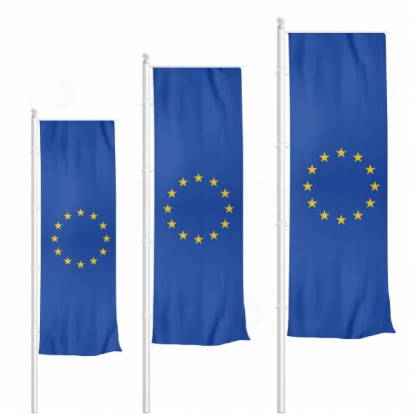 European Union Vertically Raised Flags