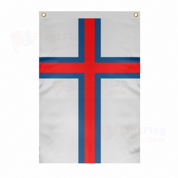 Faroe Islands Large Size Flag Hanging on Building