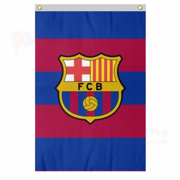 FC Barcelona Large Size Flag Hanging on Building