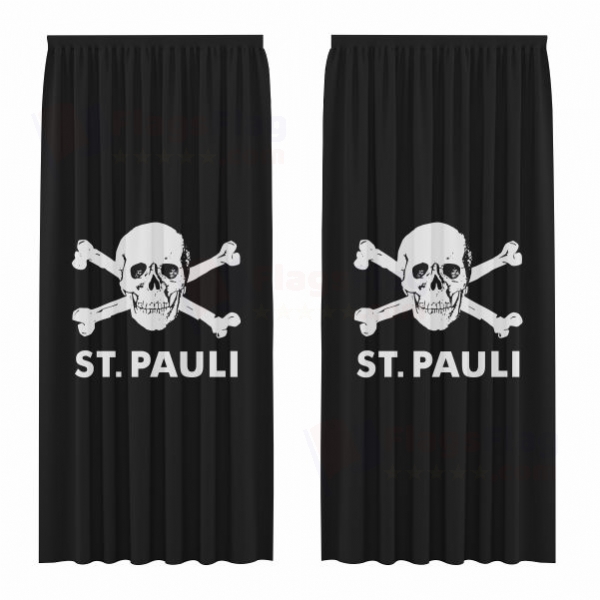 FC St Pauli skull and crossbones Digital Printed Curtains