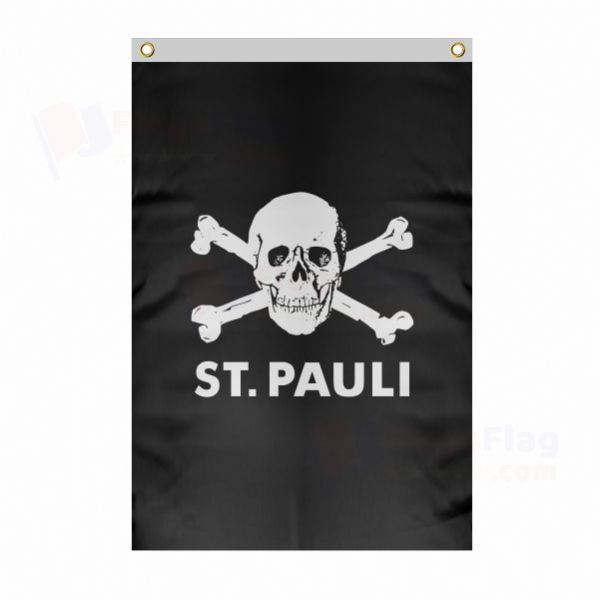 FC St Pauli skull and crossbones Large Size Flag Hanging on Building