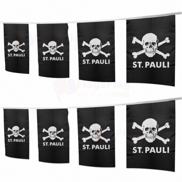 FC St Pauli skull and crossbones Square String Flags