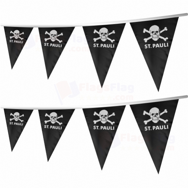 FC St Pauli skull and crossbones Stringed Triangle Flag