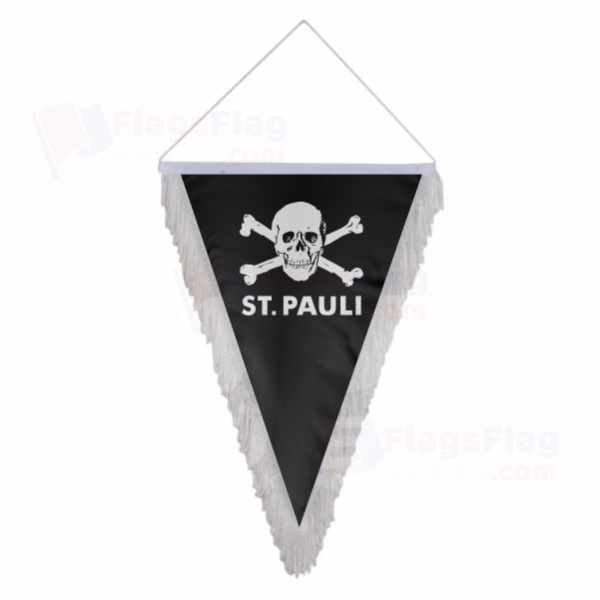 FC St Pauli skull and crossbones Triangle Fringed Streamers