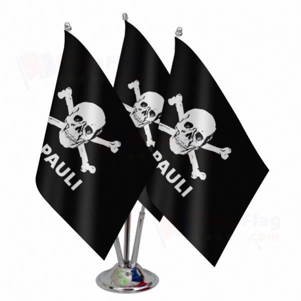 FC St Pauli skull and crossbones Triple Table Flag