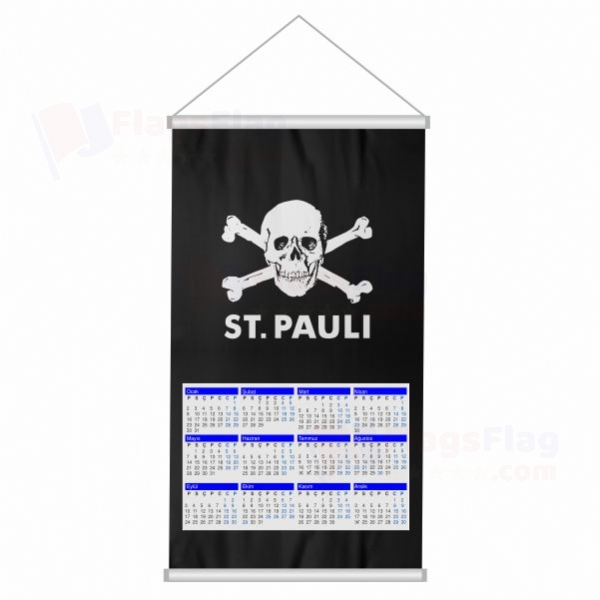 FC St Pauli skull and crossbones Woven Fabric Digital Printing Calendar