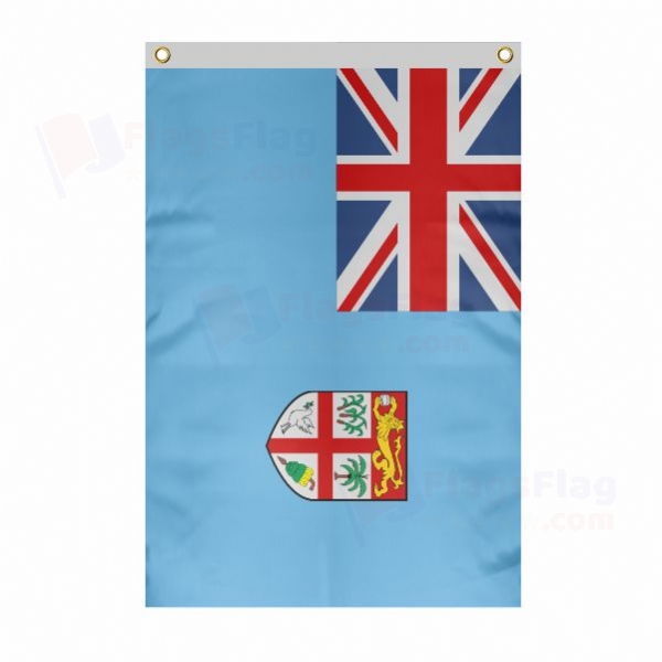 Fiji Large Size Flag Hanging on Building
