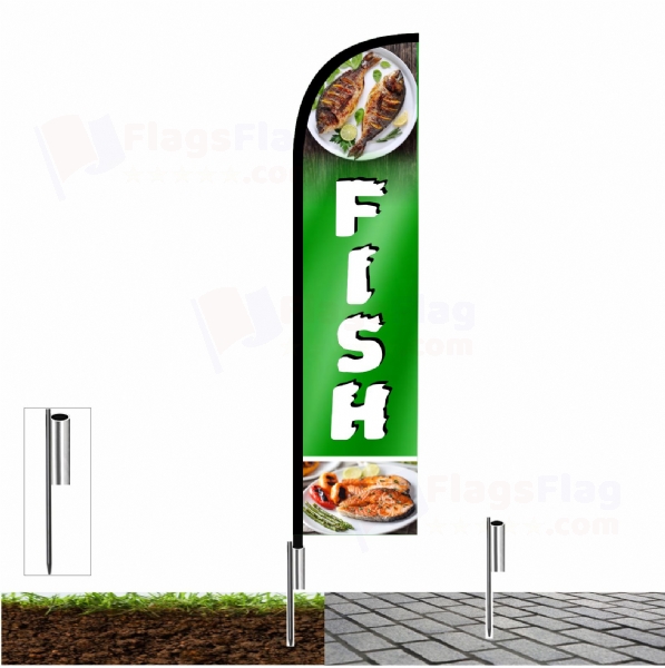 Fish Fishing Rod Flag