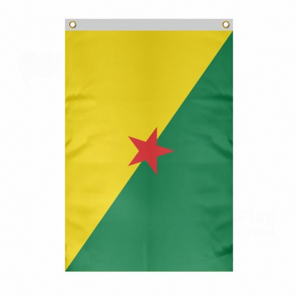 Frans�z Guyanas Large Size Flag Hanging on Building