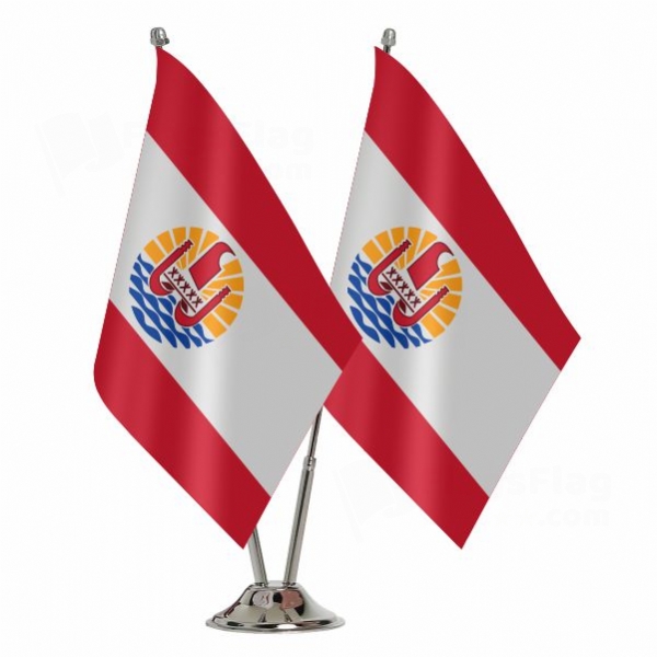 French Polynesia 2 Table Flags