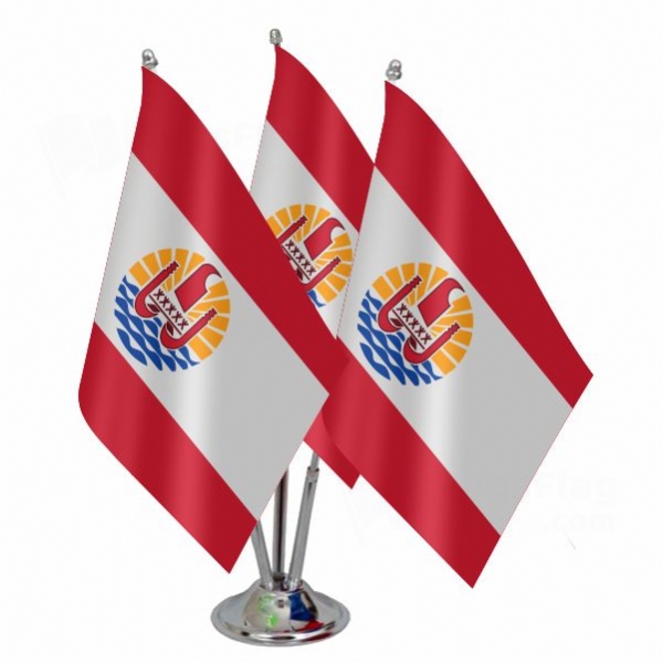 French Polynesia Triple Table Flag