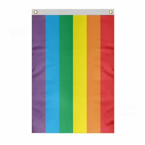 Gay Pride Large Size Flag Hanging on Building