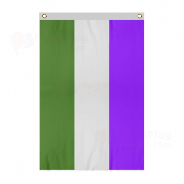 Genderqueer Pride Large Size Flag Hanging on Building
