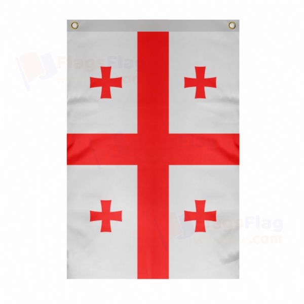 Georgia Large Size Flag Hanging on Building