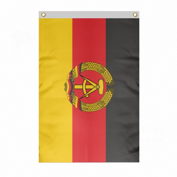 German Democratic Republic Large Size Flag Hanging on Building