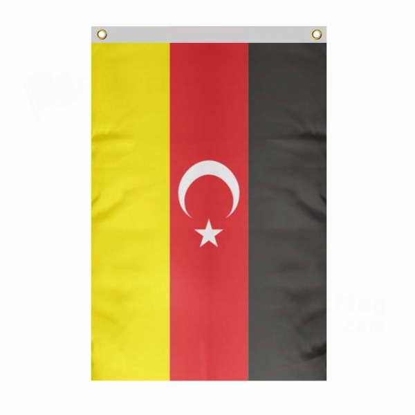 German Turkish Large Size Flag Hanging on Building