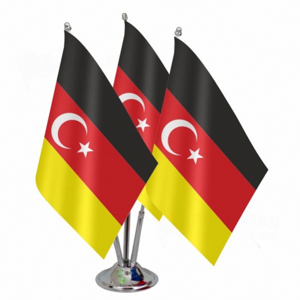 German Turkish Triple Table Flag