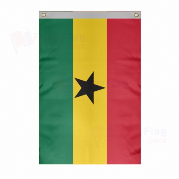 Ghana Large Size Flag Hanging on Building