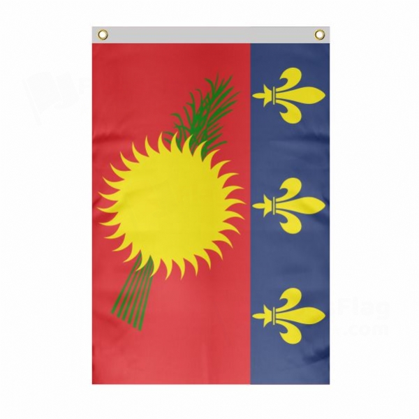Guadeloupe Large Size Flag Hanging on Building