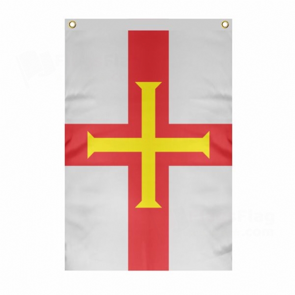 Guernsey Large Size Flag Hanging on Building