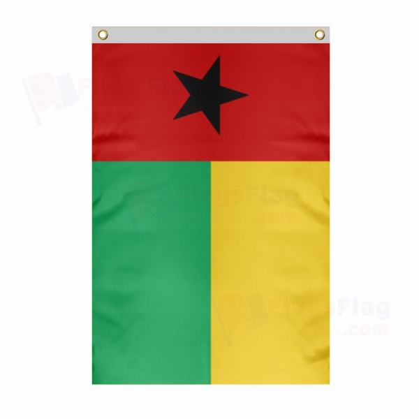 Guinea Bissau Large Size Flag Hanging on Building