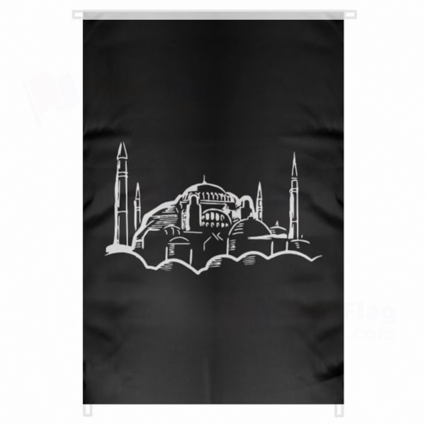 Hagia Sophia Large Size Flag Hanging on Building