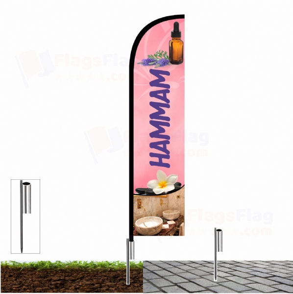 Hammam Flags with fishing line