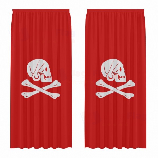 Henry Avery Red Digital Printed Curtains