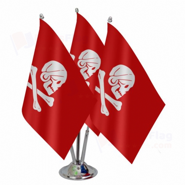 Henry Avery Red Triple Table Flag