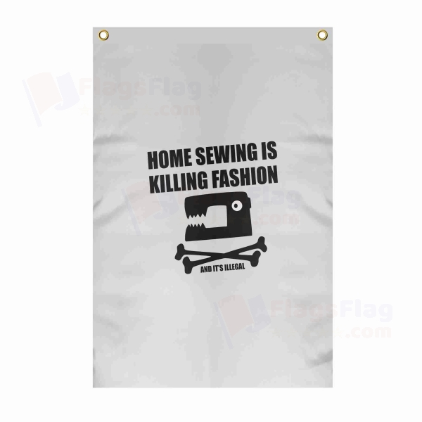 Home Sewing Large Size Flag Hanging on Building