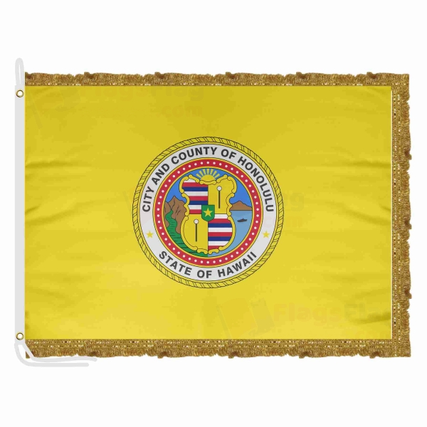 Honolulu Hawaii Satin Office Flag