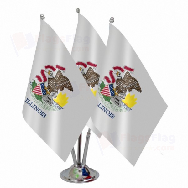 Illinois Triple Table Flag