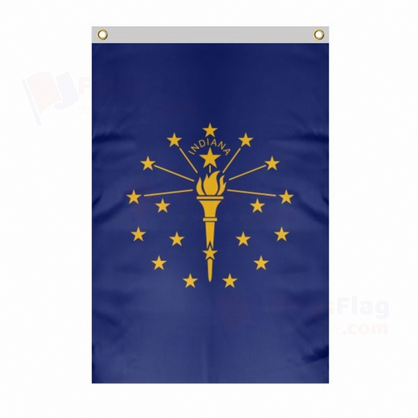 Indiana Large Size Flag Hanging on Building