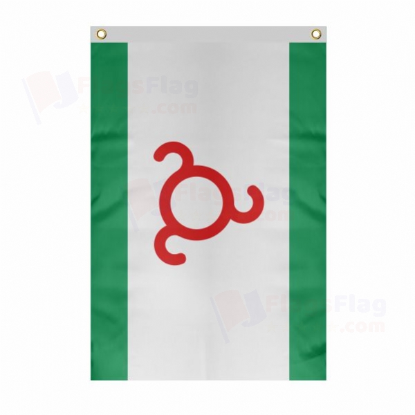 Ingushetia Large Size Flag Hanging on Building