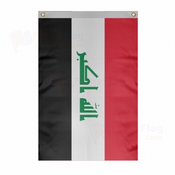 Iraq Large Size Flag Hanging on Building