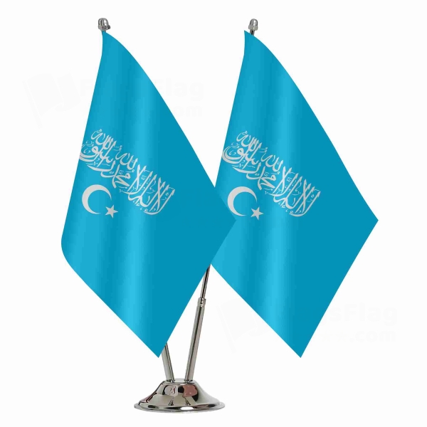 Islamic Republic Of East Turkestan 2 Table Flags